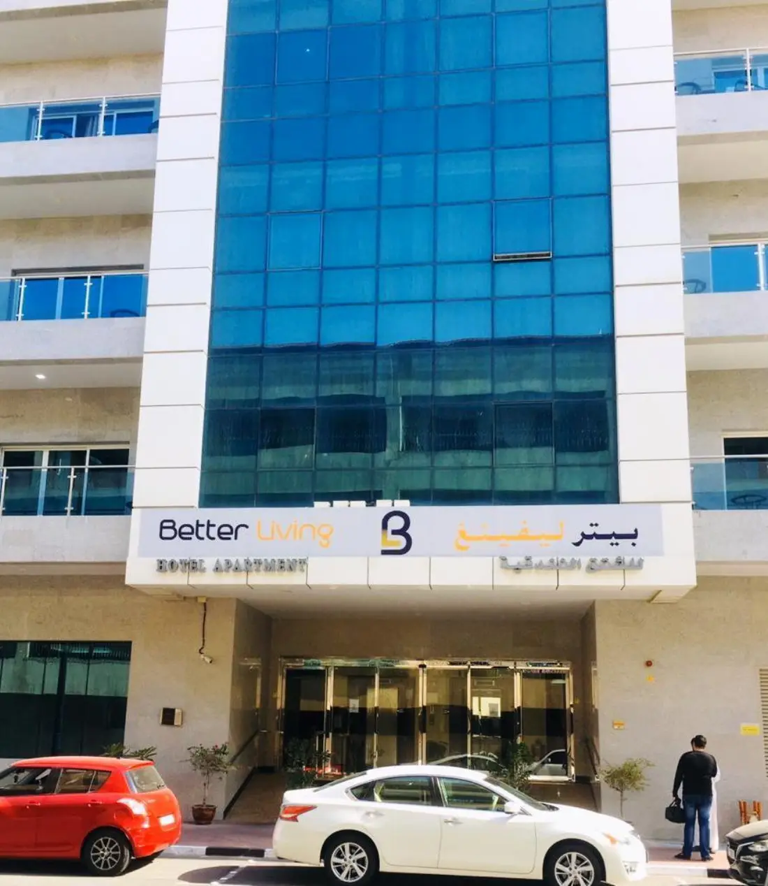 Better Living Hotel Apartments building entrance in Al Hamriya, Bur Dubai